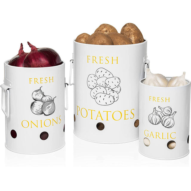 3 piece iron food storage jar with handles details