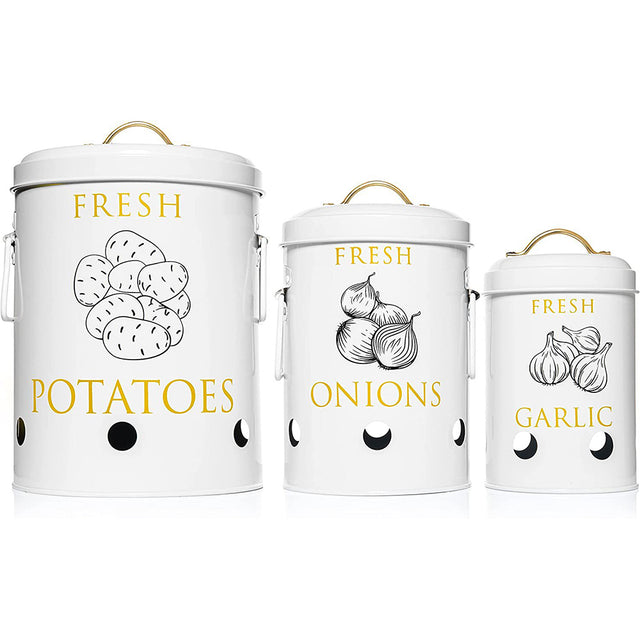 3 piece iron food storage jar with handles details