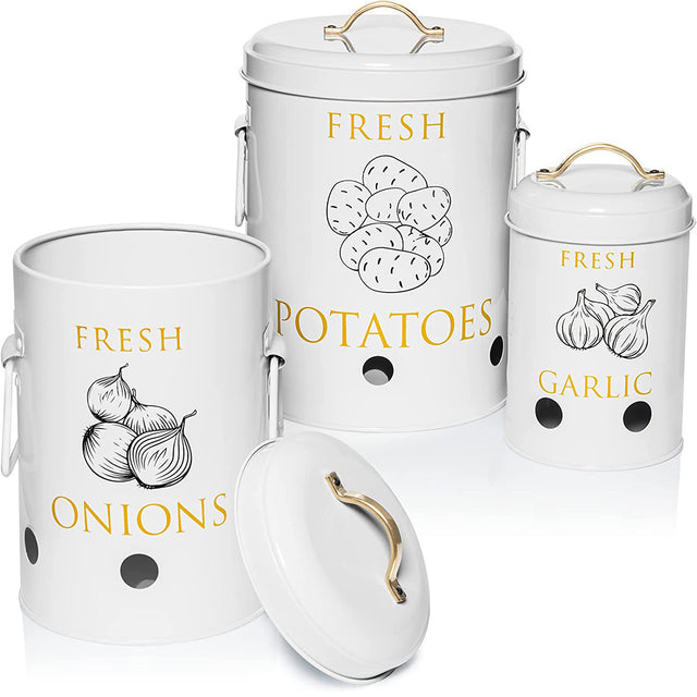 3 piece iron food storage jar with handles details