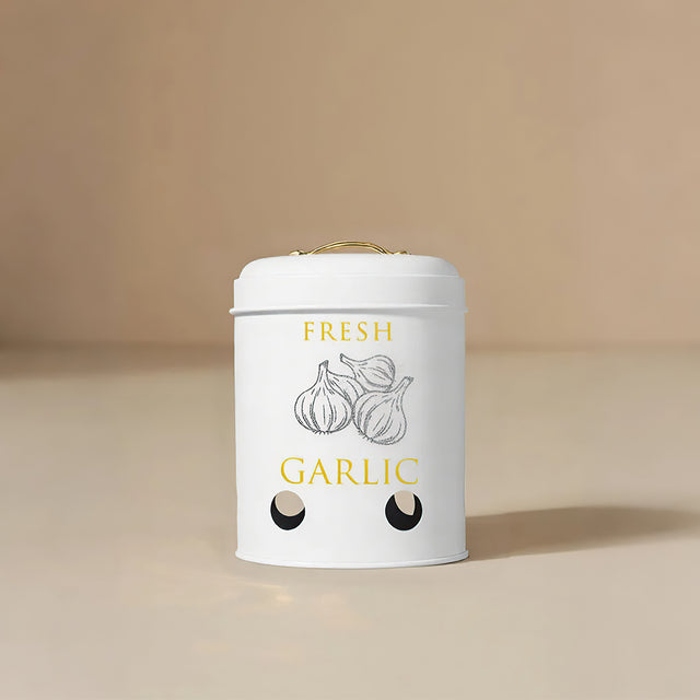 3 piece iron food storage jar with handles garlic pattern