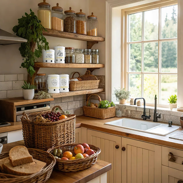 3 piece iron food storage jar with handles in the kitchen