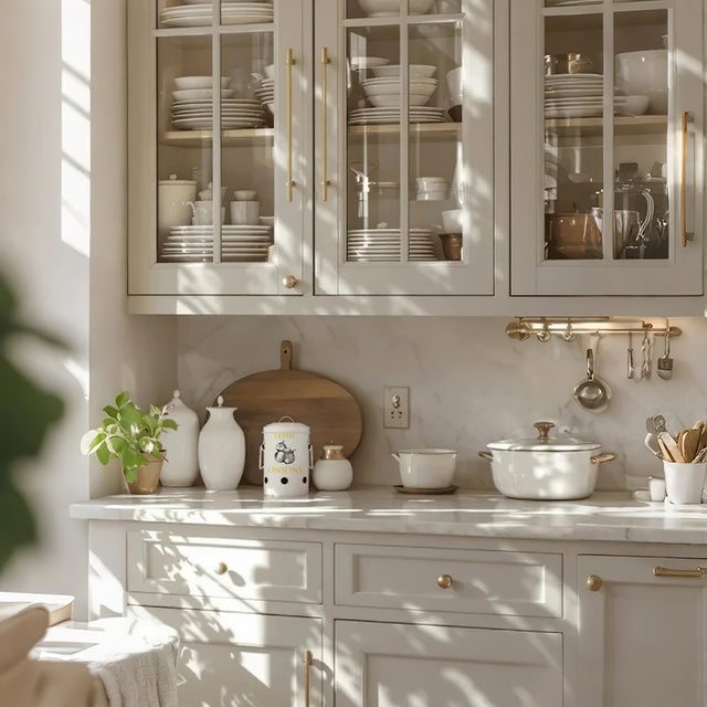 3 piece iron food storage jar with handles in the kitchen