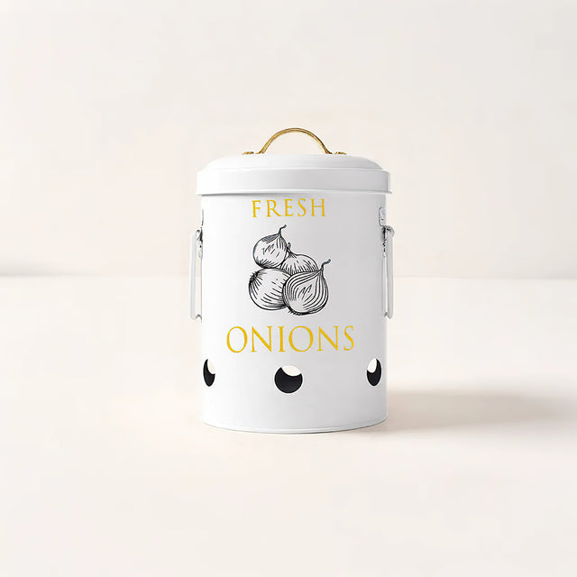 3 piece iron food storage jar with handles onions pattern