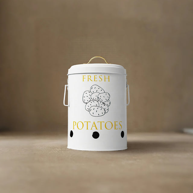 3 piece iron food storage jar with handles potatoes pattern