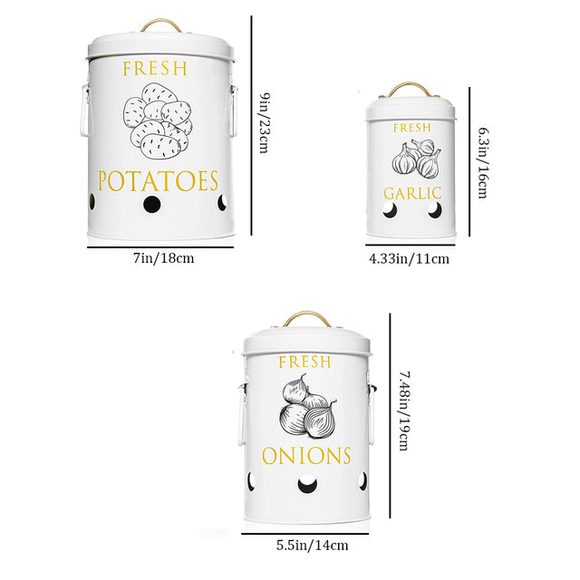 3 piece iron food storage jar with handles size chart