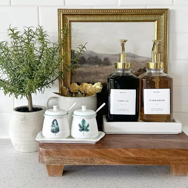 3 piece plant ceramic seasoning jar set on the table