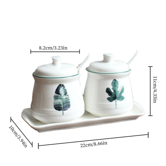 3 piece plant ceramic seasoning jar set size chart