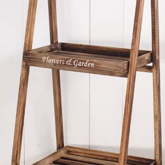 3 tier ladder-style wooden flower plant stand details