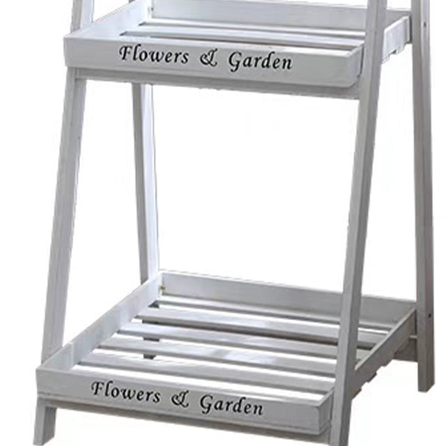 3 tier ladder-style wooden flower plant stand details