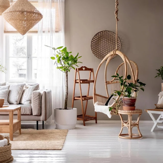 3 tier ladder-style wooden flower plant stand in the living room