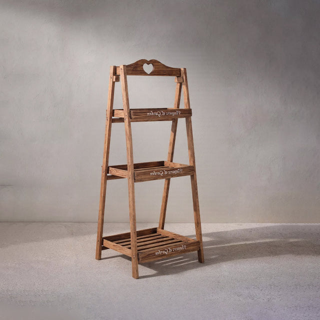 3 tier ladder-style wooden wood flower plant stand