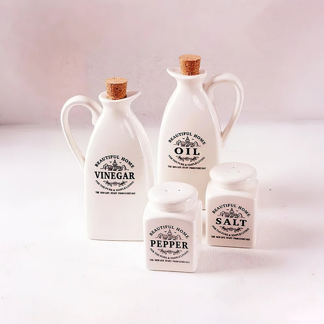 4 piece ceramic seasoning bottle set