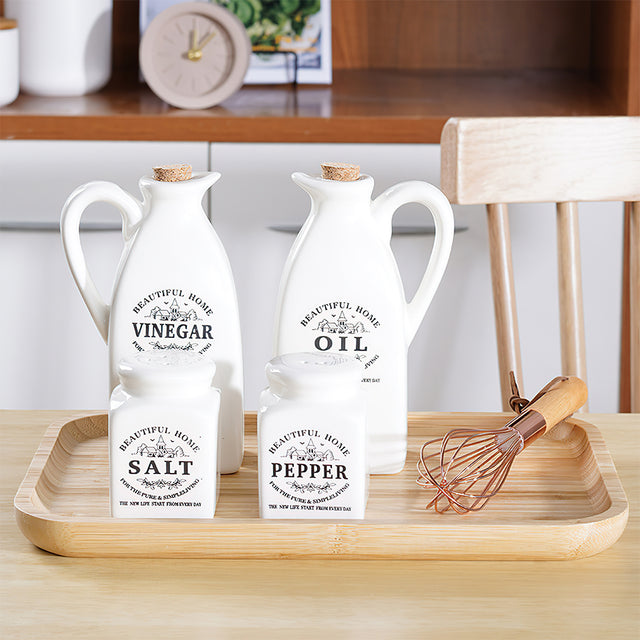 4 piece ceramic seasoning bottle set details
