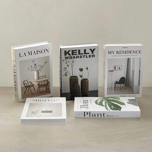 5 pcs white decorative book on the table