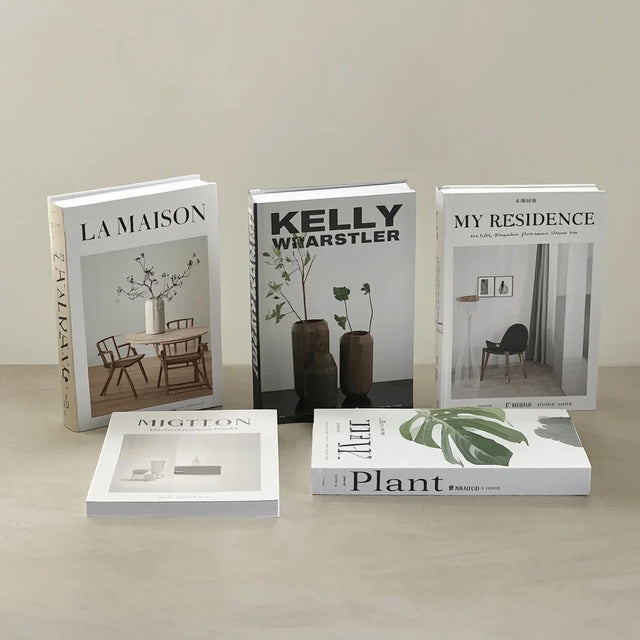 5 pcs white decorative book on the table