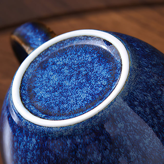 80 ml Retro Luxury Indigo Blue Ceramic Coffee Cup Detail