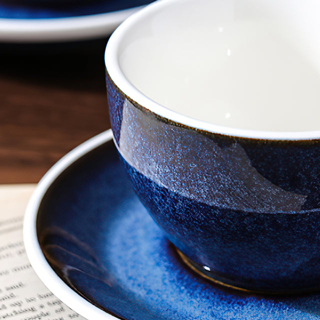 80 ml Retro Luxury Indigo Blue Ceramic Coffee Cup Detail