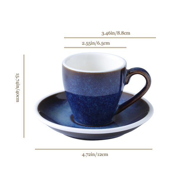 80 ml Retro Luxury Indigo Blue Ceramic Coffee Cup Size Chart