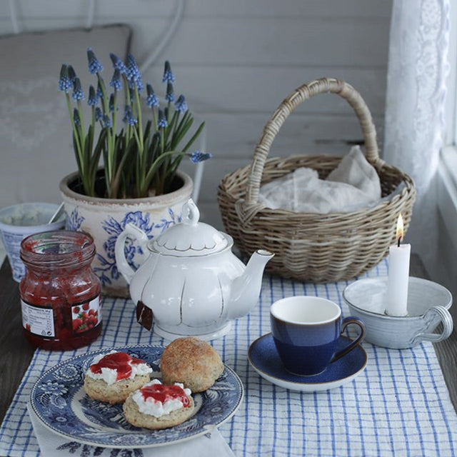 80 ml Retro Luxury Indigo Blue Ceramic Coffee Cup on the Table