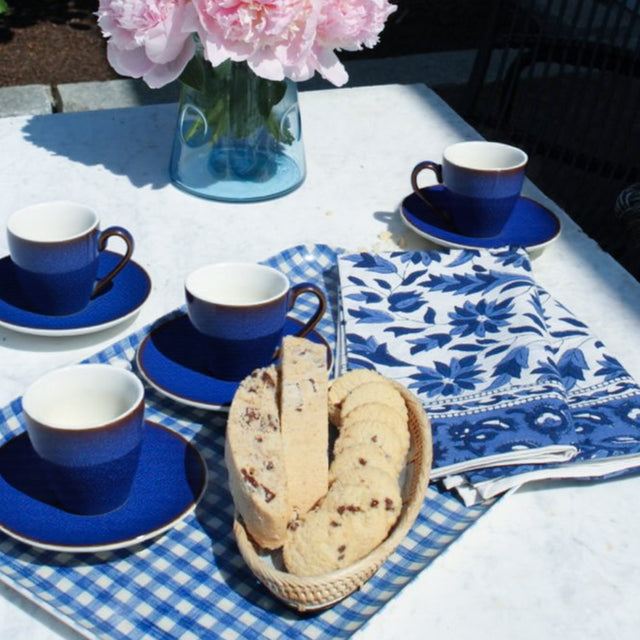 80 ml Retro Luxury Indigo Blue Ceramic Coffee Cup on the Table