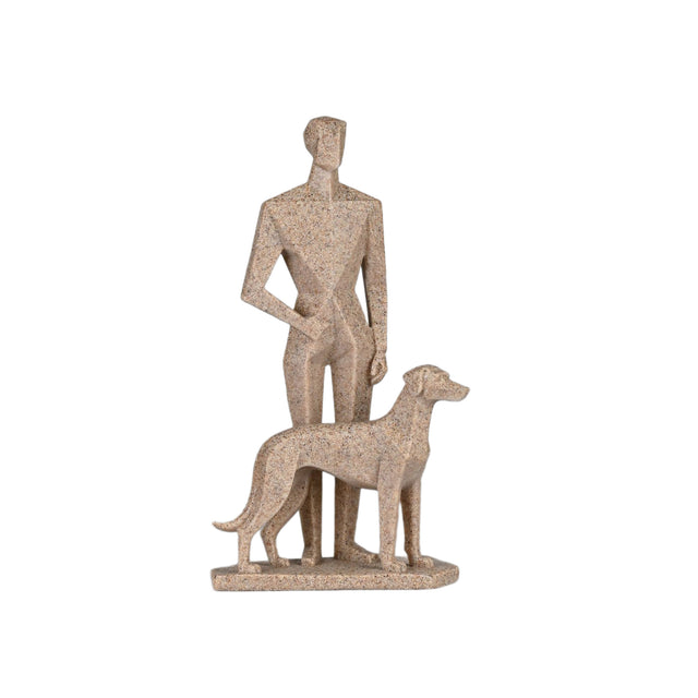 Abstract Man And Dog Resin Sculpture
