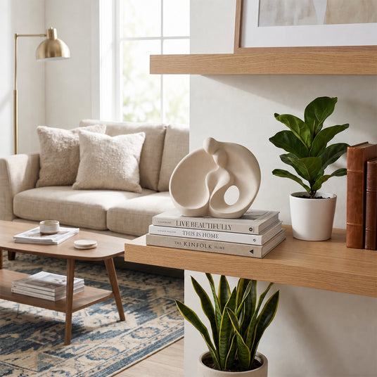 Abstract Sculpture On Living Room Shelf