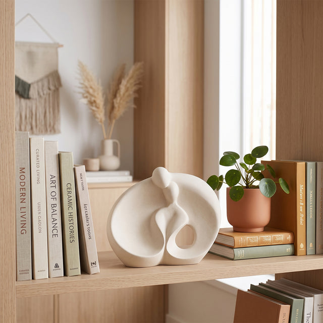 Abstract Sculpture On Wooden Shelf