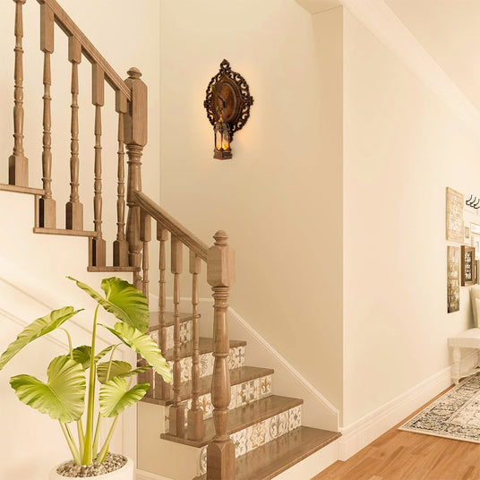 Antique Style Wooden Wall Art Classic French Wood Carving Decor Mounted On The Beige Wall 090807