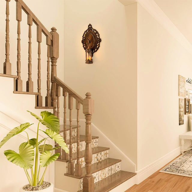 Antique Style Wooden Wall Art Classic French Wood Carving Decor Mounted On The Beige Wall 090807