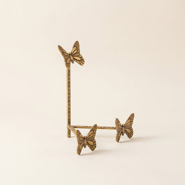Antique brass butterfly plate stand