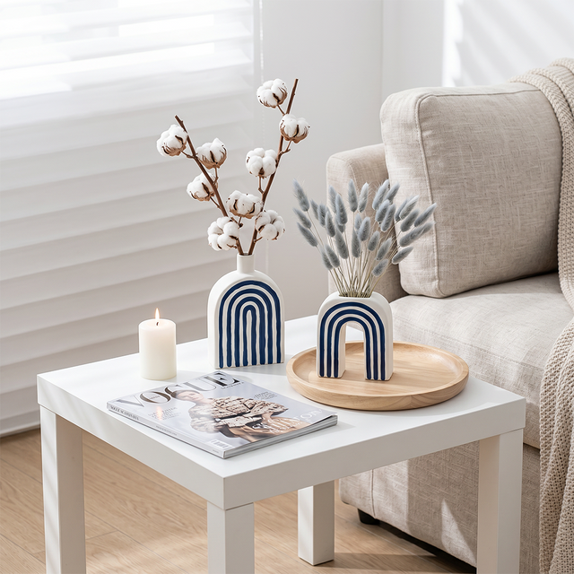 Arch ceramic decor on side table