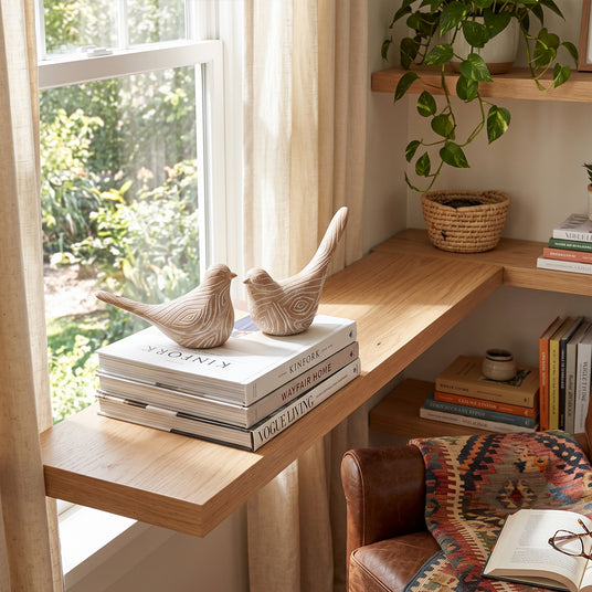 Bird Set On Wooden Windowsill