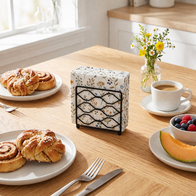 Black Geometric Holder With Cinnamon Rolls