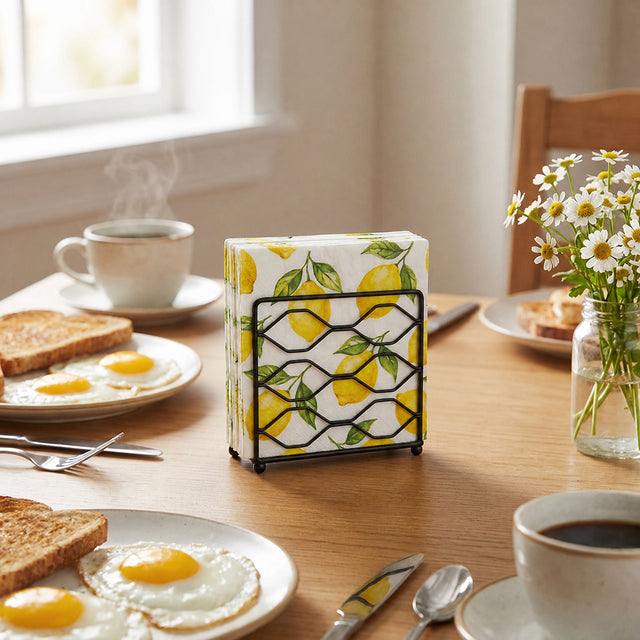 Black Geometric Holder With Lemon Breakfast