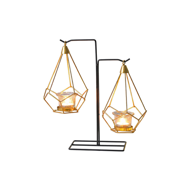 Black Gold Geometric Hanging Candle Holder