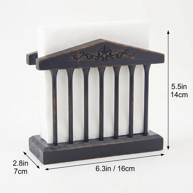 Black Wooden Column Napkin Holder With Size