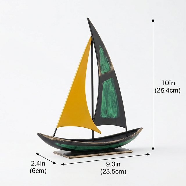Handcrafted Metal Sailboat Sculpture, Coastal Nautical Decor, Shelf, Mantel & Desk Accent
