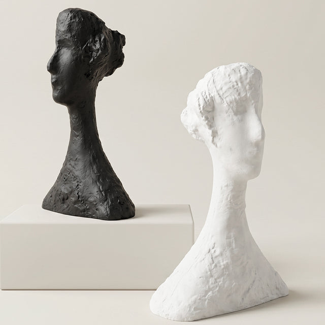 Abstract Resin Head Bust Sculpture — Modern Art Figurine for Mantel, Shelf & Home Décor
