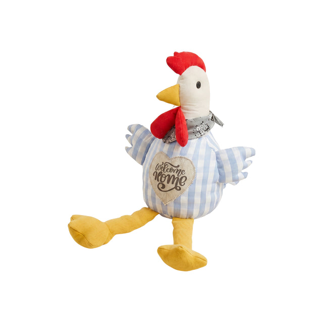 Blue Gingham Rooster Fabric Decor