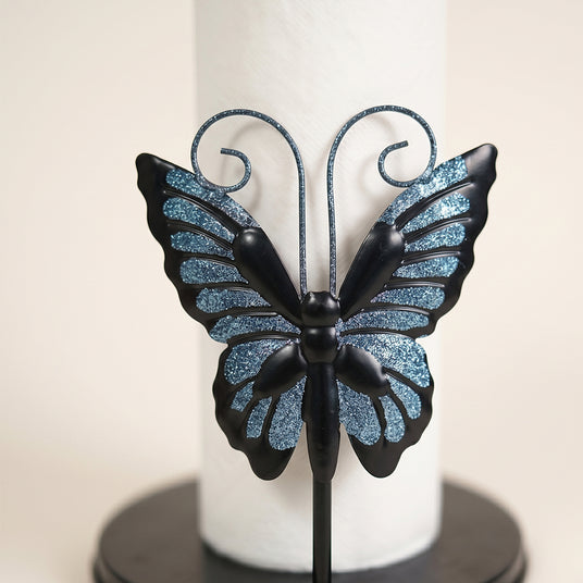 Blue Glitter Butterfly Wings Close Up