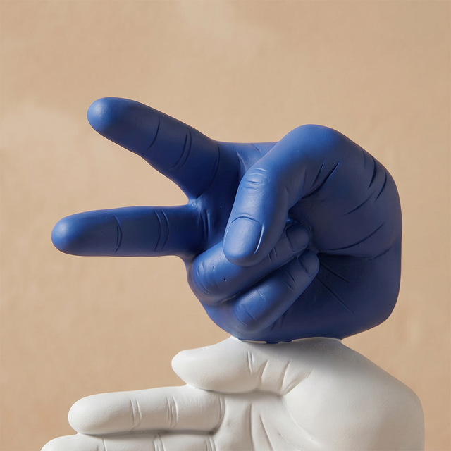 Blue Hand Gesture Figurine