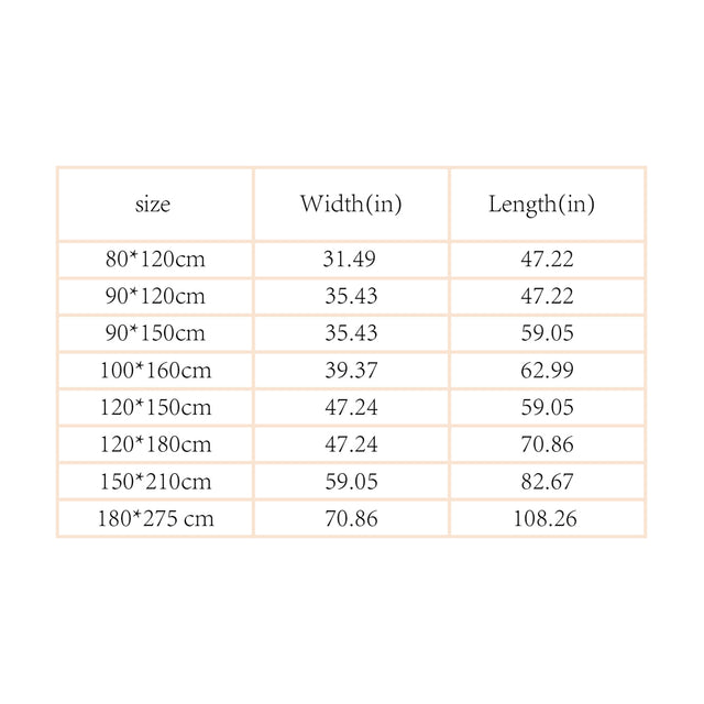 Bohemian Style Washable Rug Plush Faux Wool Carpet Size Chart 090527