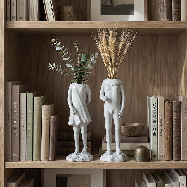 Ceramic Human Figure Vase — Headless Body Sculpture Flower Vase for Shelf, Desk & Eclectic Home Décor