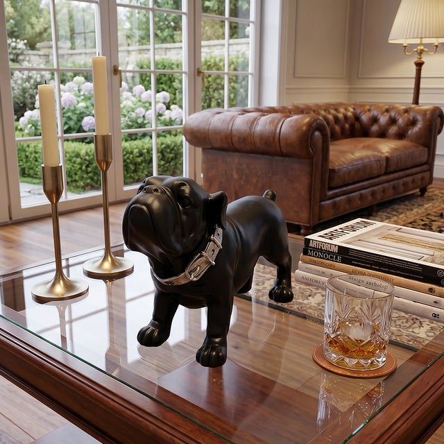 Matte Black French Bulldog Statue, Resin Dog Sculpture & Animal Figurine — Housewarming Gift for Dog Lovers, Shelf, Mantel & Desk Decor