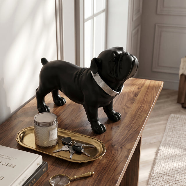 Matte Black French Bulldog Statue, Resin Dog Sculpture & Animal Figurine — Housewarming Gift for Dog Lovers, Shelf, Mantel & Desk Decor