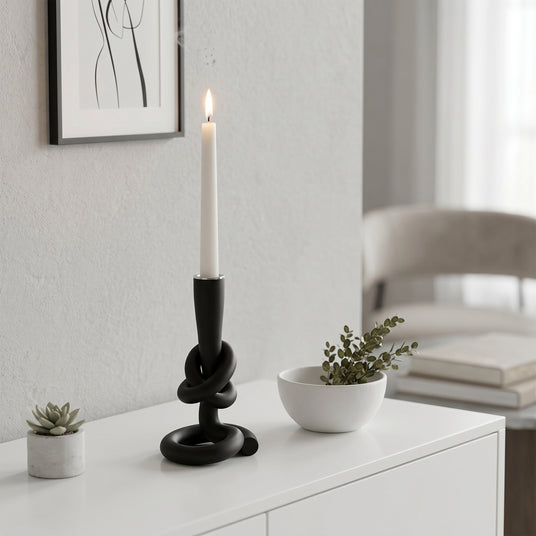 Candle holder inside minimalist room