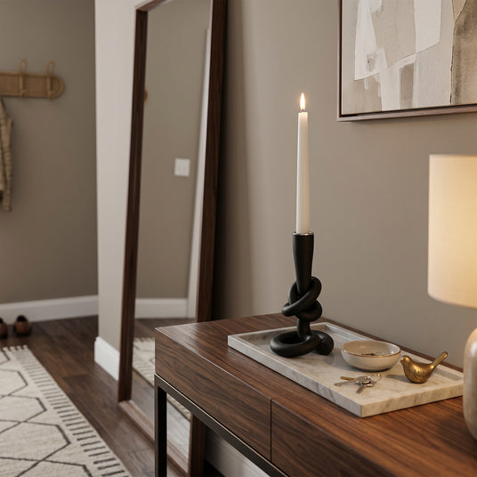 Candlestick displayed on console table