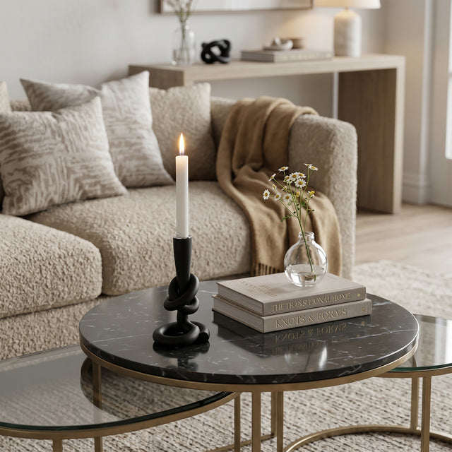 Candlestick on living room table
