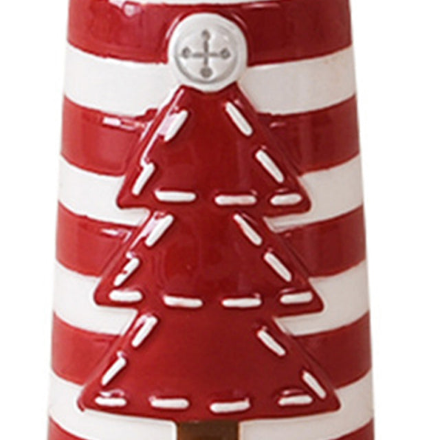 Christmas Ceramic Salt and Pepper Shakers Set Embossed Spice Jars Details 2 081105