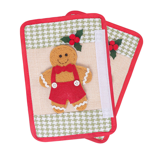 Christmas Gingerbread Man Handle Covers Set Details 1 081440